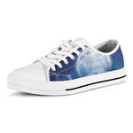 Night Sky Full Moon Print White Low Top Shoes