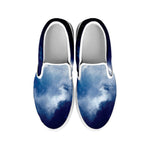 Night Sky Full Moon Print White Slip On Shoes