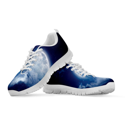 Night Sky Full Moon Print White Sneakers