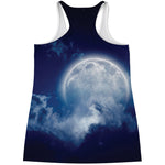 Night Sky Full Moon Print Women's Racerback Tank Top