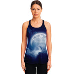 Night Sky Full Moon Print Women's Racerback Tank Top