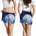 Night Sky Full Moon Print Women's Shorts