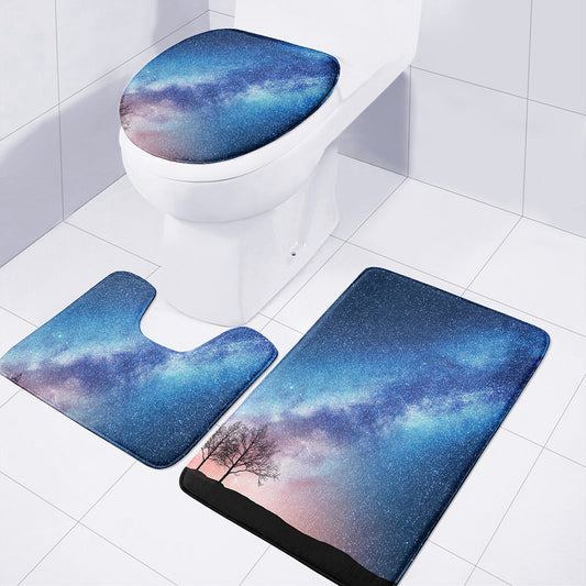Night Sky Milky Way Print 3 Piece Bath Mat Set