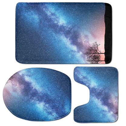 Night Sky Milky Way Print 3 Piece Bath Mat Set