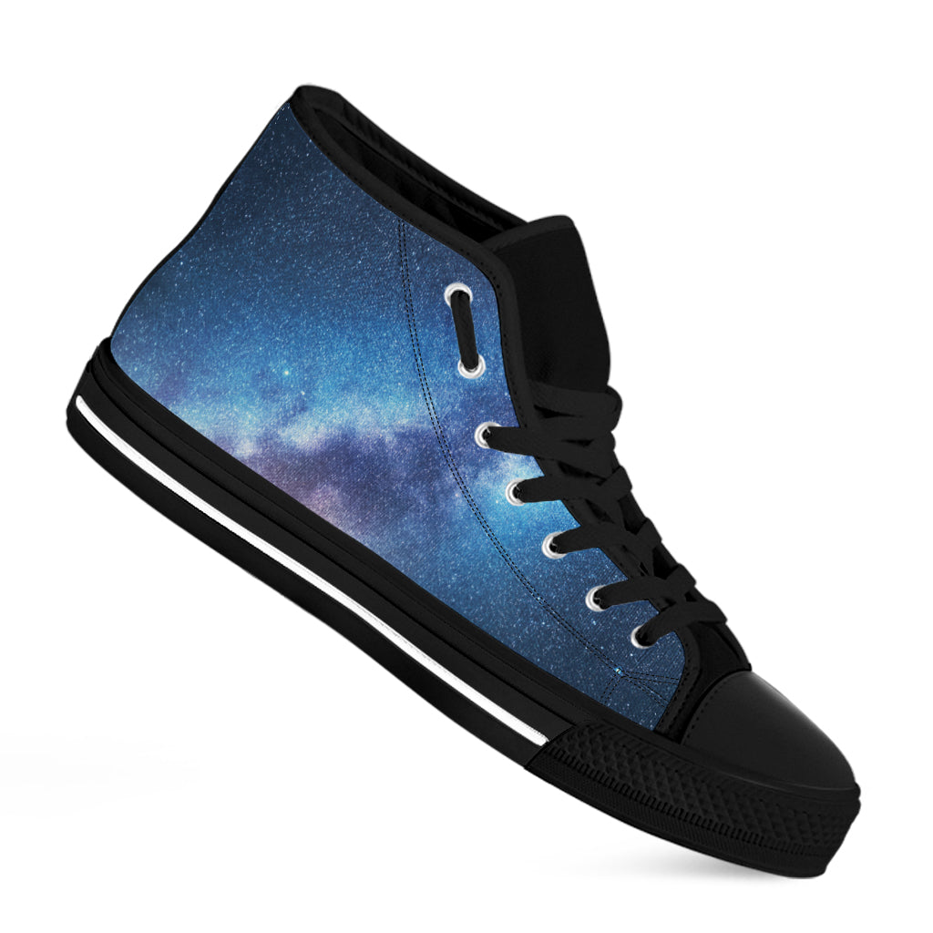 Night Sky Milky Way Print Black High Top Shoes