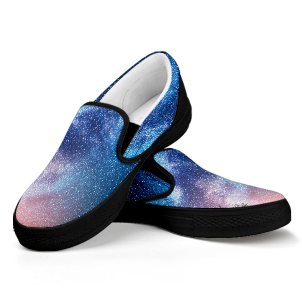 Night Sky Milky Way Print Black Slip On Shoes