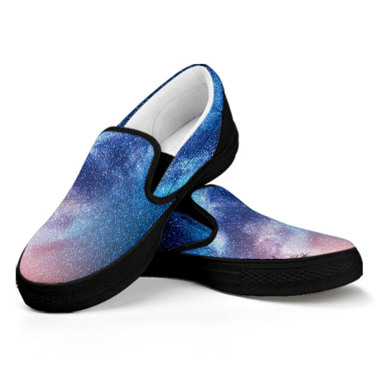 Night Sky Milky Way Print Black Slip On Shoes