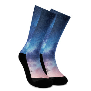 Night Sky Milky Way Print Crew Socks