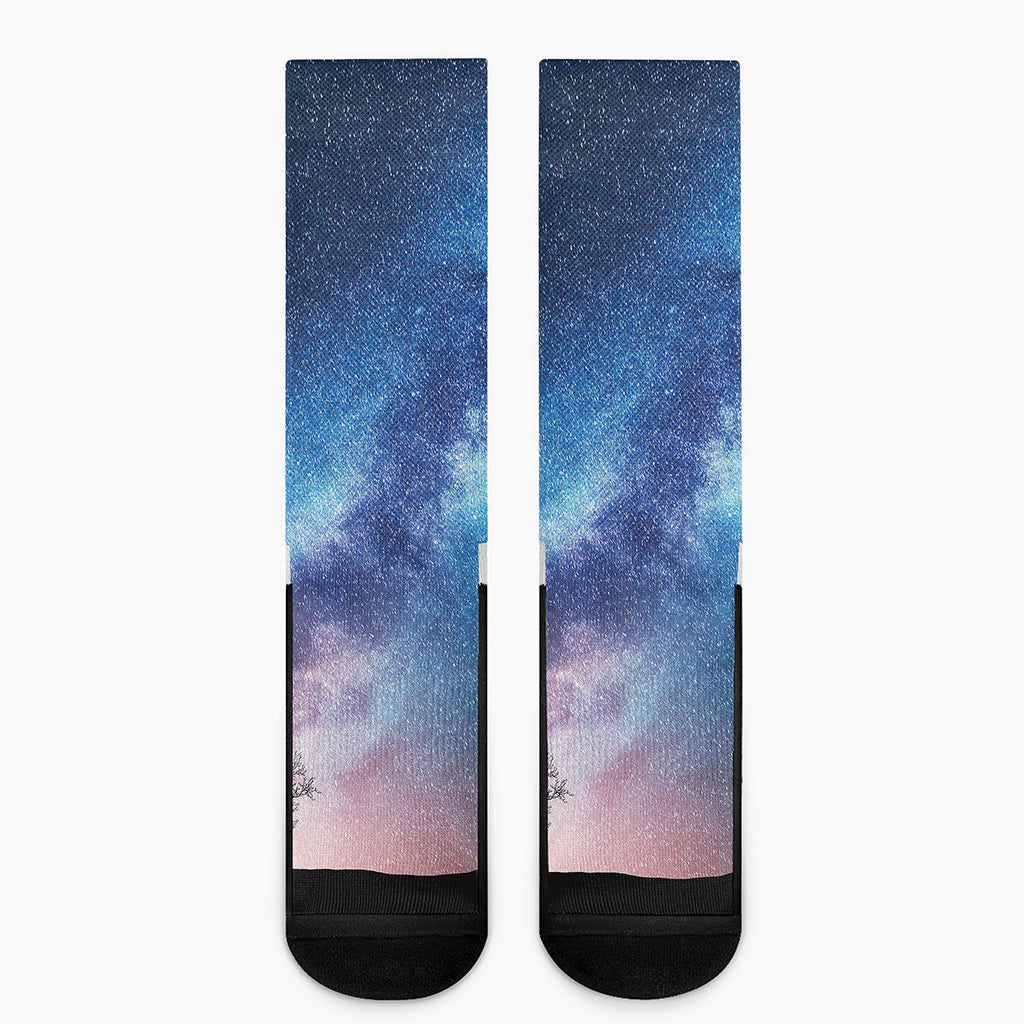 Night Sky Milky Way Print Crew Socks