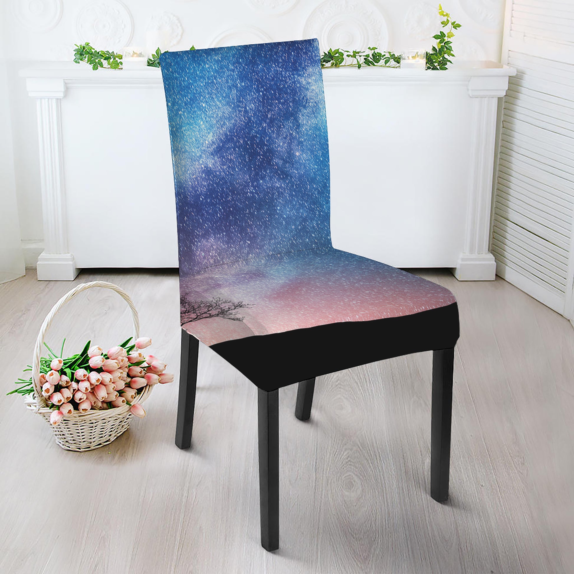 Night Sky Milky Way Print Dining Chair Slipcover