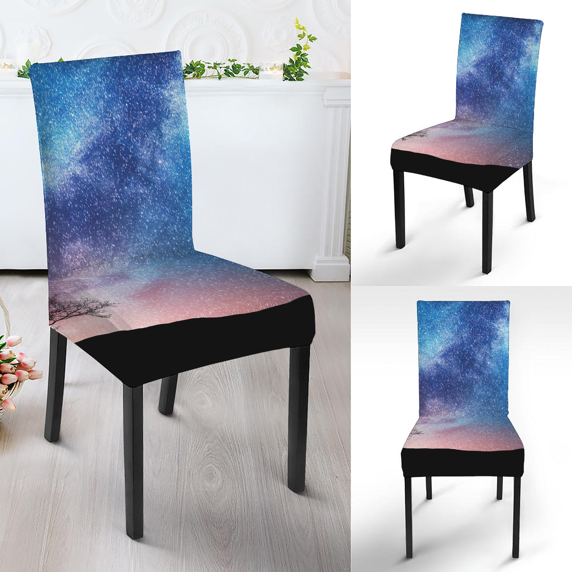 Night Sky Milky Way Print Dining Chair Slipcover