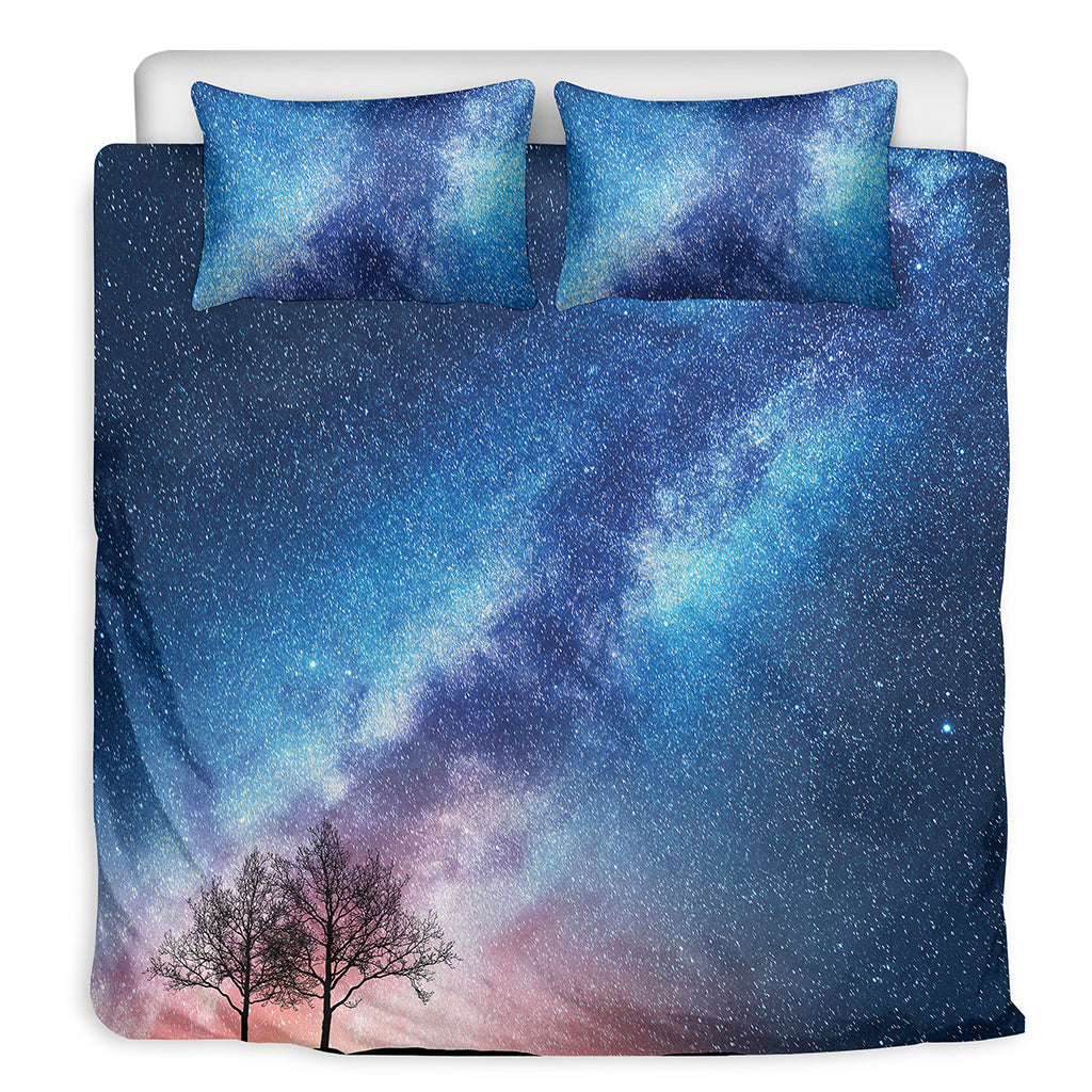 Night Sky Milky Way Print Duvet Cover Bedding Set