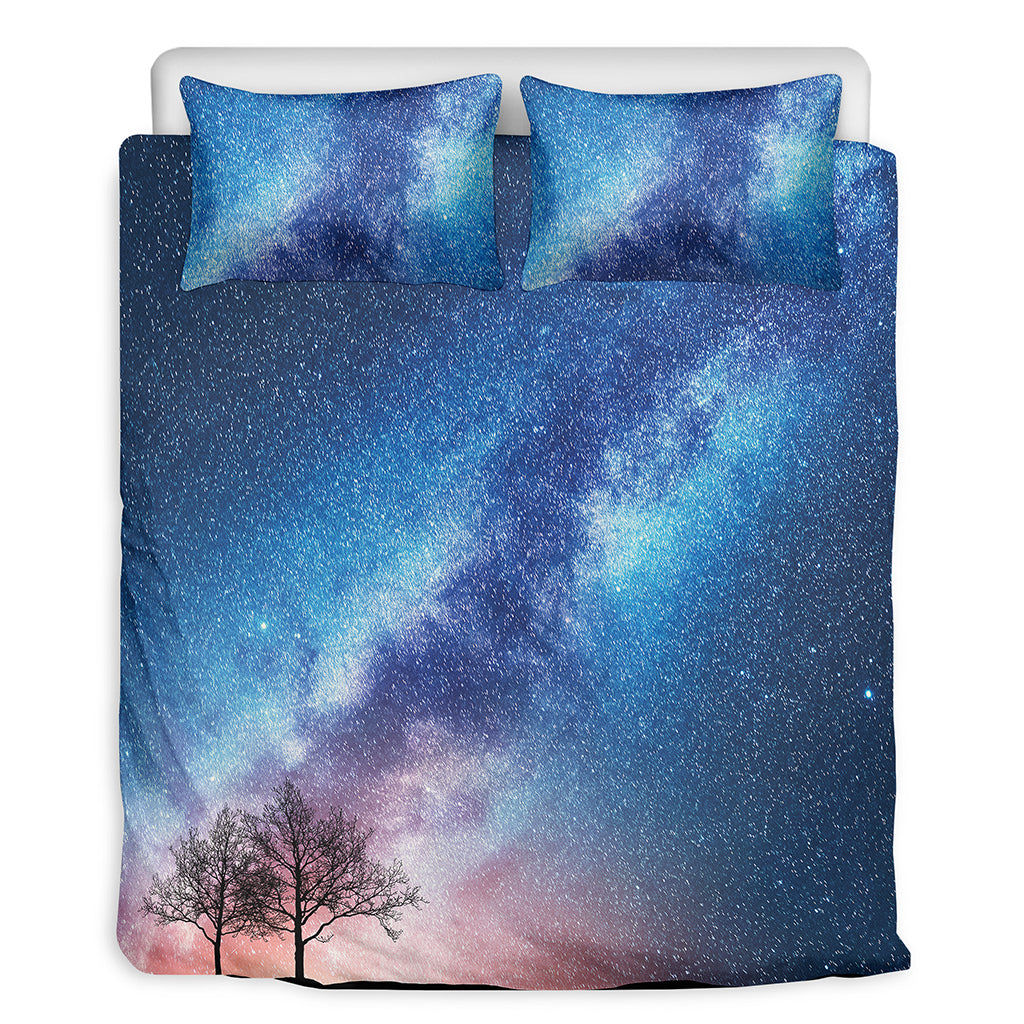 Night Sky Milky Way Print Duvet Cover Bedding Set