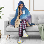 Night Sky Milky Way Print Hooded Blanket
