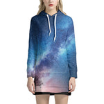Night Sky Milky Way Print Hoodie Dress