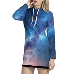 Night Sky Milky Way Print Hoodie Dress