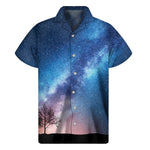 Night Sky Milky Way Print Men's Short Sleeve Shirt