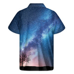 Night Sky Milky Way Print Men's Short Sleeve Shirt
