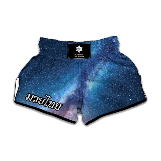Night Sky Milky Way Print Muay Thai Boxing Shorts