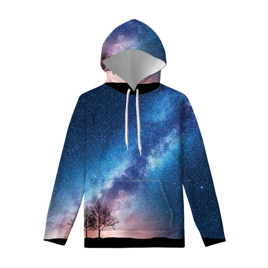 Night Sky Milky Way Print Pullover Hoodie