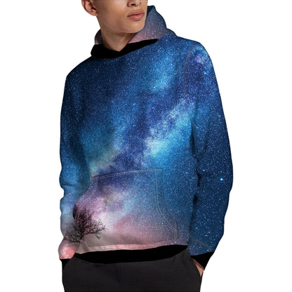 Night Sky Milky Way Print Pullover Hoodie