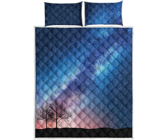 Night Sky Milky Way Print Quilt Bed Set