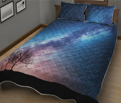 Night Sky Milky Way Print Quilt Bed Set