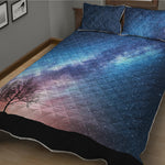 Night Sky Milky Way Print Quilt Bed Set
