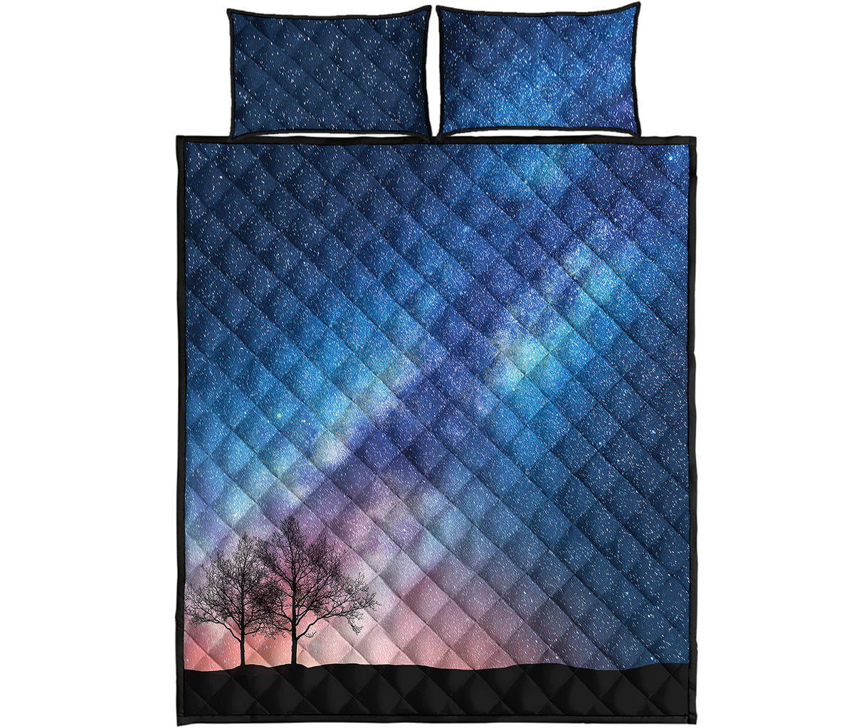 Night Sky Milky Way Print Quilt Bed Set