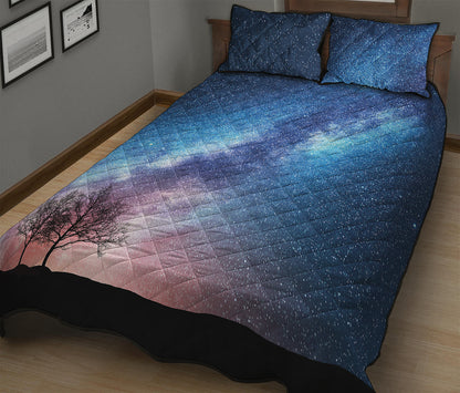 Night Sky Milky Way Print Quilt Bed Set