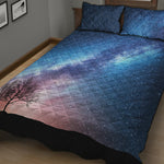 Night Sky Milky Way Print Quilt Bed Set