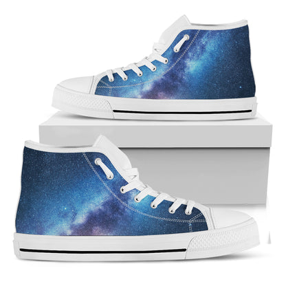 Night Sky Milky Way Print White High Top Shoes