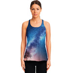 Night Sky Milky Way Print Women's Racerback Tank Top