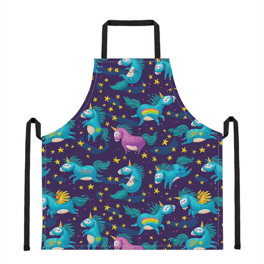 Night Star Unicorn Pattern Print Apron