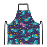 Night Star Unicorn Pattern Print Apron