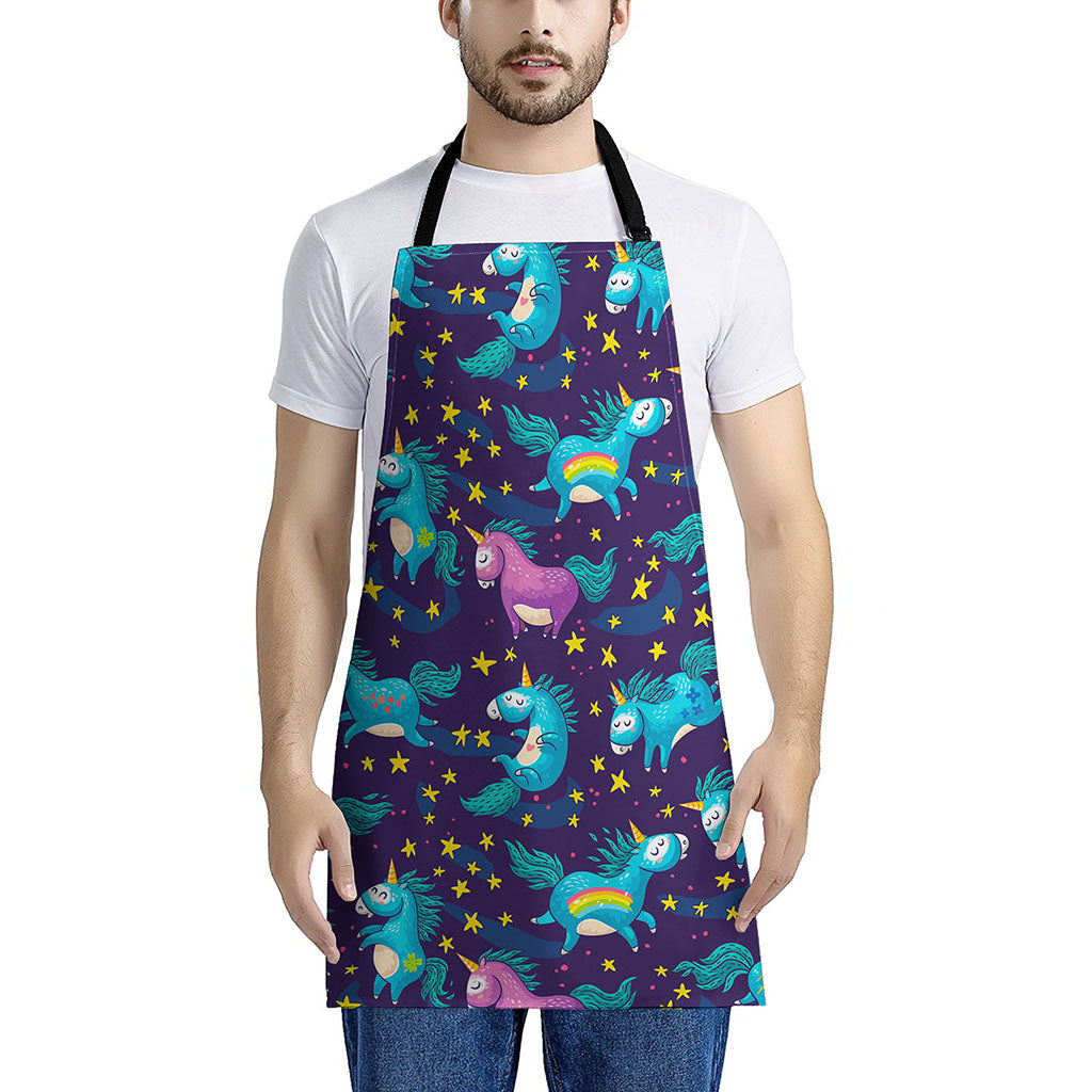 Night Star Unicorn Pattern Print Apron