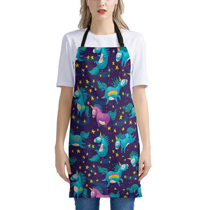 Night Star Unicorn Pattern Print Apron