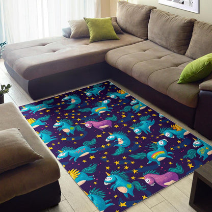 Night Star Unicorn Pattern Print Area Rug GearFrost