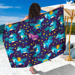 Night Star Unicorn Pattern Print Beach Sarong Wrap