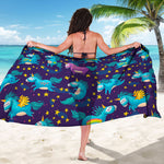 Night Star Unicorn Pattern Print Beach Sarong Wrap