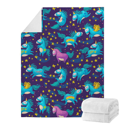 Night Star Unicorn Pattern Print Blanket