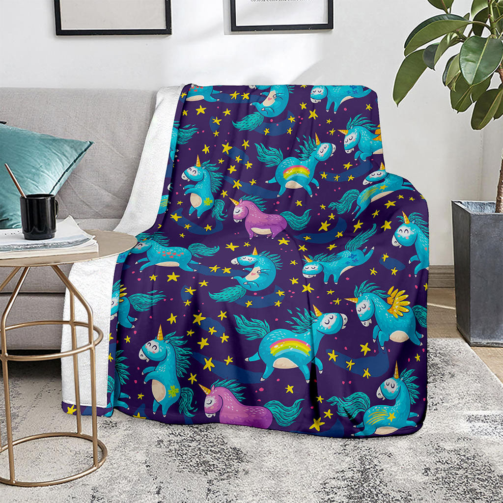 Night Star Unicorn Pattern Print Blanket