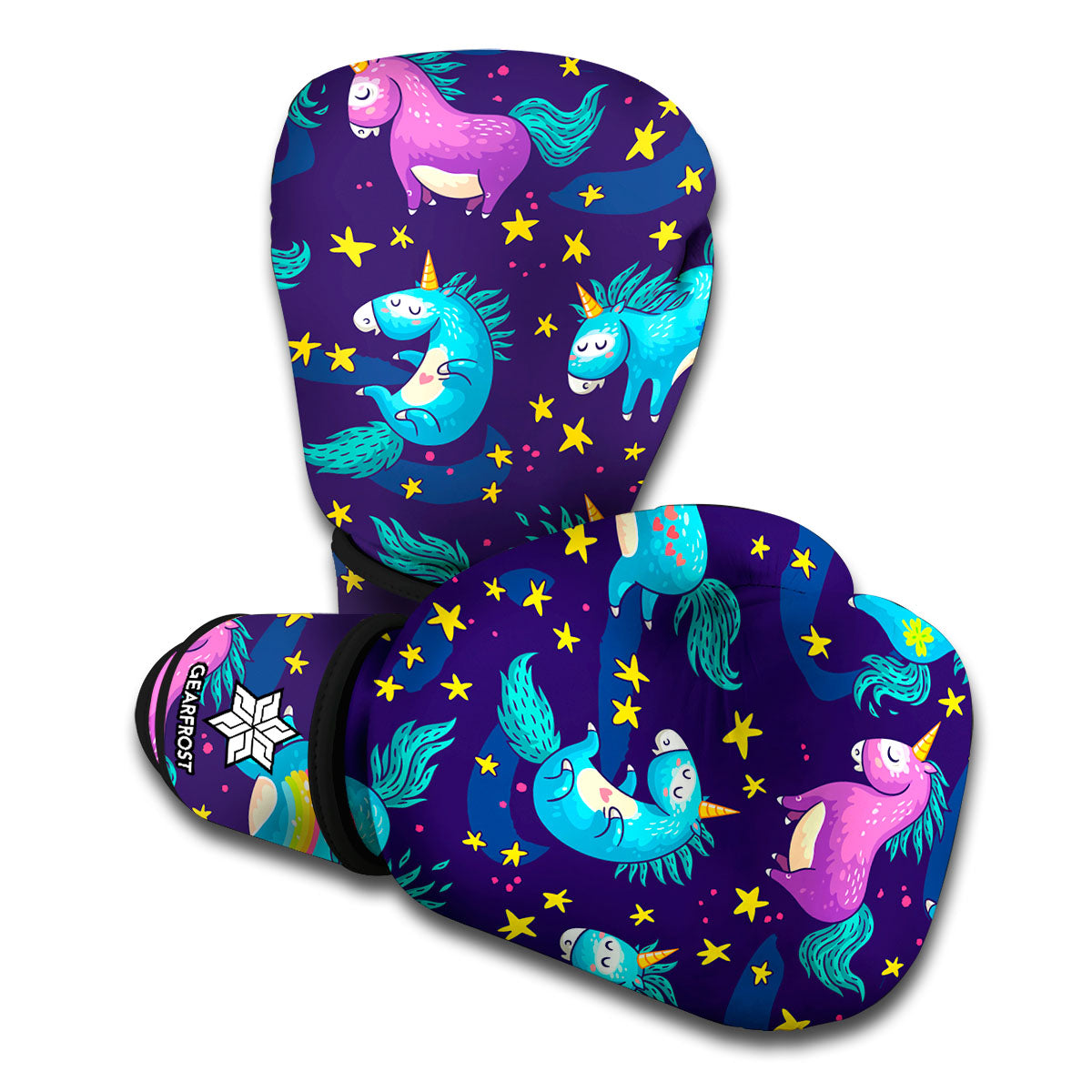 Night Star Unicorn Pattern Print Boxing Gloves