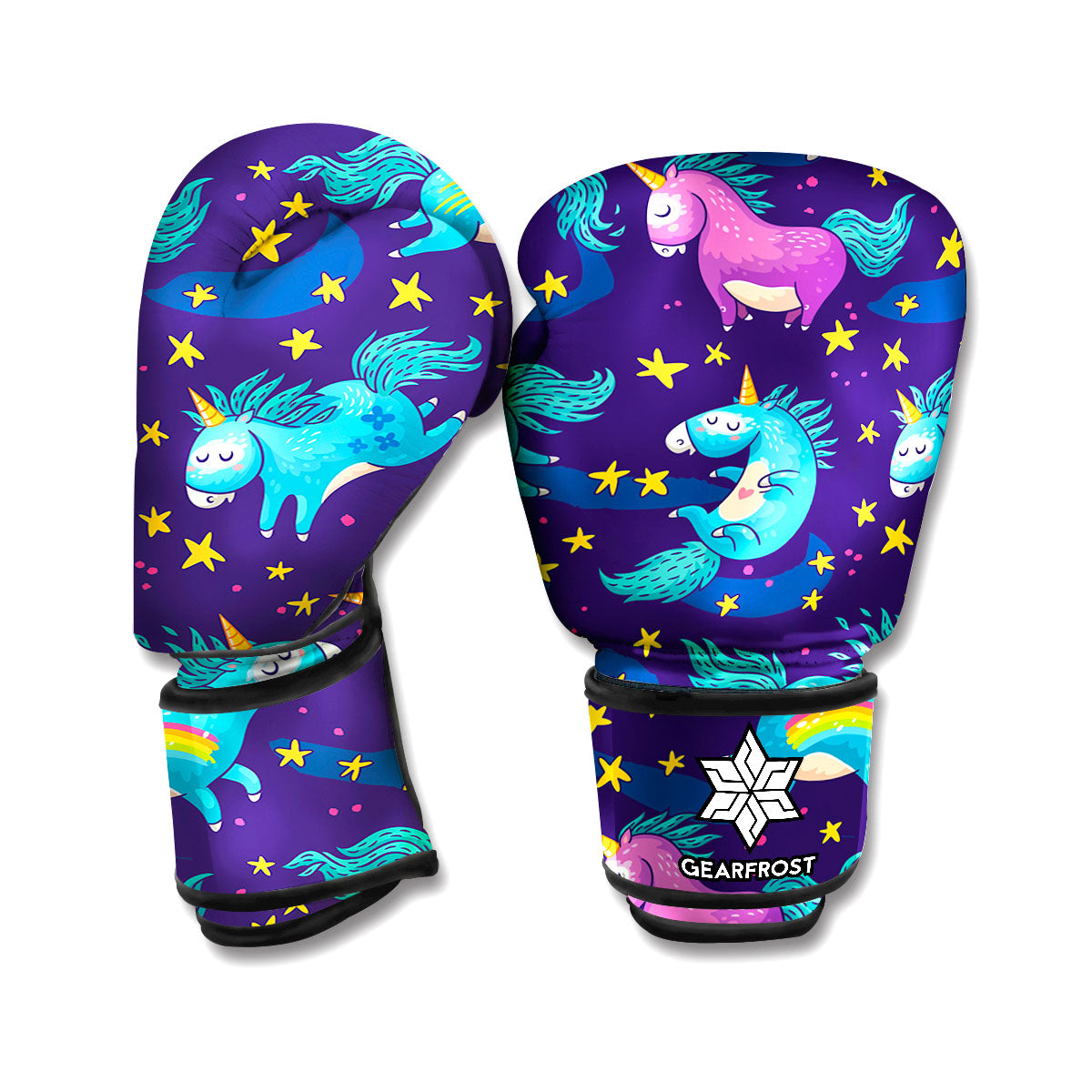 Night Star Unicorn Pattern Print Boxing Gloves