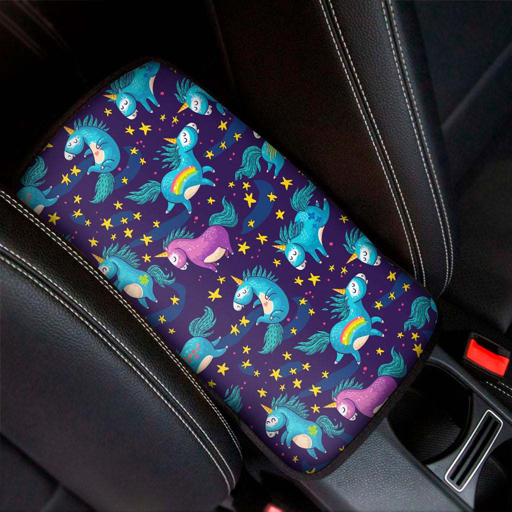 Night Star Unicorn Pattern Print Car Center Console Cover