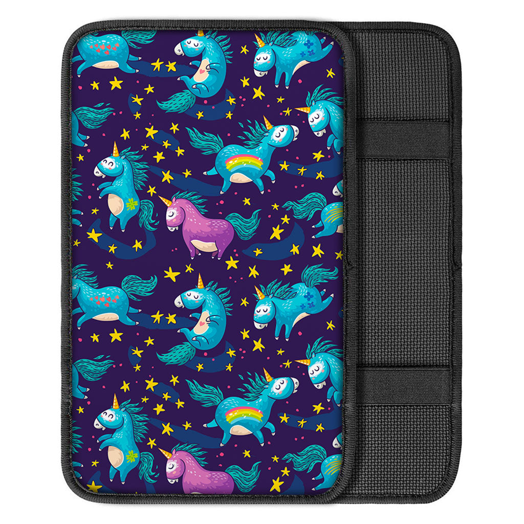 Night Star Unicorn Pattern Print Car Center Console Cover