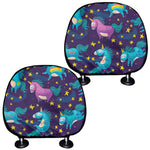 Night Star Unicorn Pattern Print Car Headrest Covers