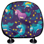 Night Star Unicorn Pattern Print Car Headrest Covers