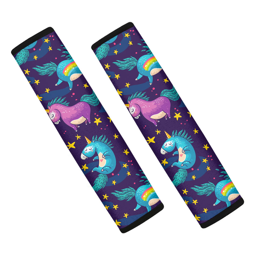 Night Star Unicorn Pattern Print Car Seat Belt Covers