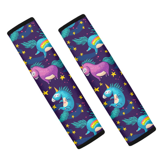 Night Star Unicorn Pattern Print Car Seat Belt Covers